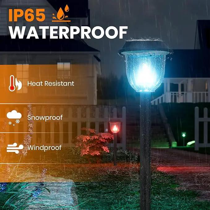 AOSEA 4 Pack Solar Pathway Lights Outdoor Waterproof - Auto RGB Color Changing Solar Lights for Outside, IP65 Rated, 12H Bright Landscape Lighting, Durable Plastic - Perfect for Garden & Walkway by GreenHaven Gardens
