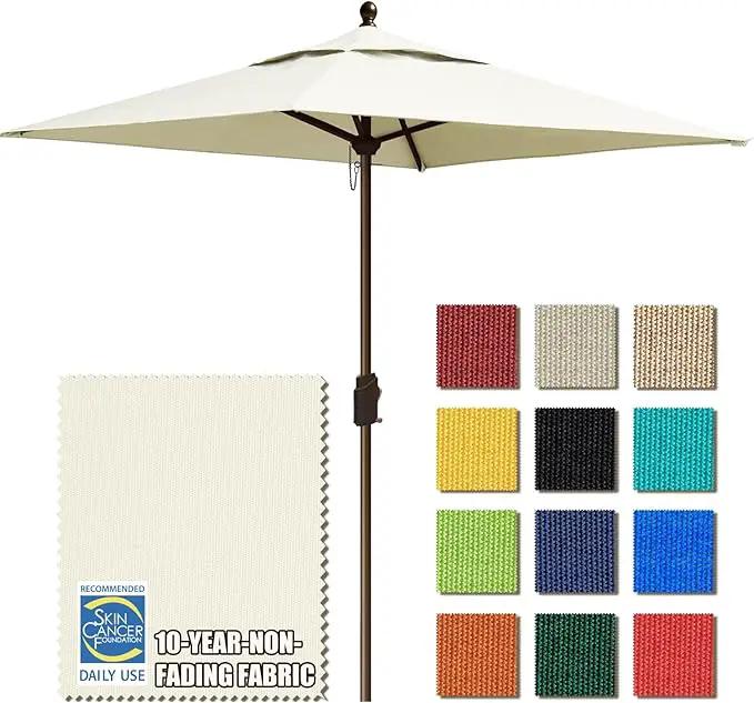 EliteShade USA 10-Year-Non-Fading 6x6Ft Square Market Umbrella Patio Outdoor Table Umbrella with Ventilation, Natural by GreenHaven Gardens