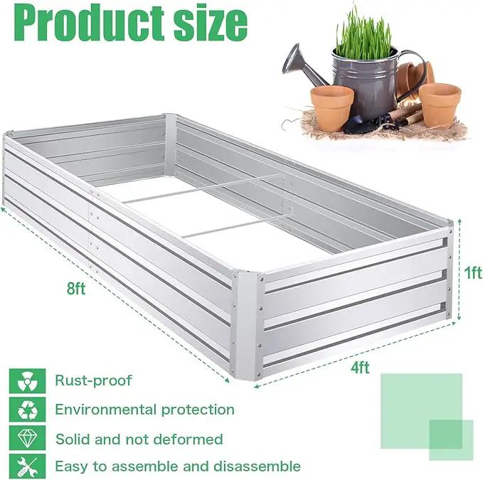 SnugNiture Galvanized Raised Garden Bed 8x4x1FT Outdoor Large Metal Planter Box Steel Kit for Planting Vegetables, Flowers by GreenHaven Gardens