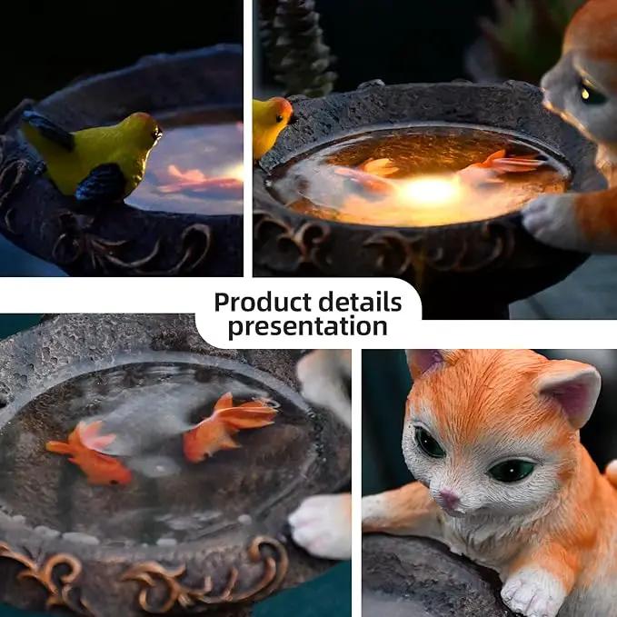 Cat Garden Figurines Outdoor Decor Solar Statue with LED Lights for Patio Lawn Yard Art Decoration Housewarming Garden Gift by GreenHaven Gardens
