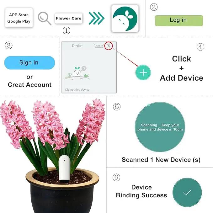 Soil Moisture Meter 4 in 1,Plant Water Monitor,Automatically detect Moisture/Temperature/Light/Fertility,Can Connect to Mobile Phone via Bluetooth,Hygrometer Sensor for Indoor Plants (1pc) by GreenHaven Gardens