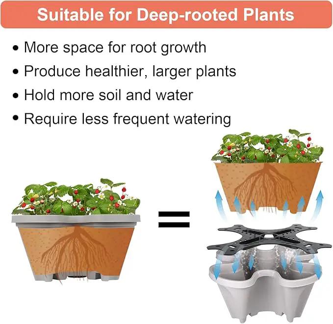Vertical Planter 5 Tier Stackable Planters Garden Planters Strawberry Herb Flower and Vegetable Planter Indoor Outdoor Gardening Pots with Removable Wheels and Tools by GreenHaven Gardens