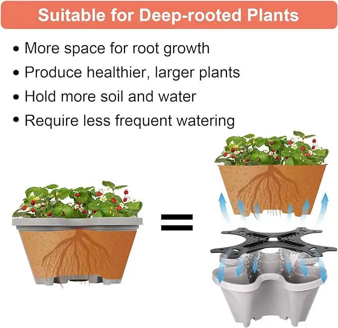 Vertical Planter 5 Tier Stackable Planters Garden Planters Strawberry Herb Flower and Vegetable Planter Indoor Outdoor Gardening Pots with Removable Wheels and Tools by GreenHaven Gardens