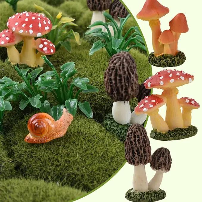 Resin Miniature Mushroom, Miniature Mushroom and Snail Figurine Fairy Mushroom Figurines Fairy Garden Accessories Mushroom Decor Micro Moss Landscape Statues Craft by GreenHaven Gardens