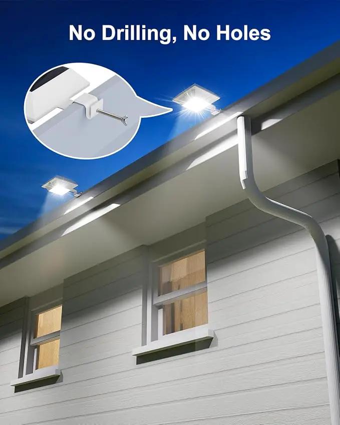 8 Pack White Solar Powered Gutter Lights Outdoor Decorative Waterproof 12 LEDs Yard Lamp for Lighting Fence, Railing, Outside Wall, Deck, Garden, Path, Backyard, Walkway, Patio, Holeless Installation by GreenHaven Gardens