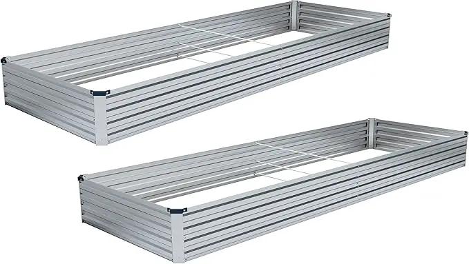 MGNO 2pcs 8x4x1FT Galvanized Raised Garden Bed-Outdoor Planter Box for Vegetables-Metal Garden Bed,Rectangle Planting Box for Herb,Flower by GreenHaven Gardens