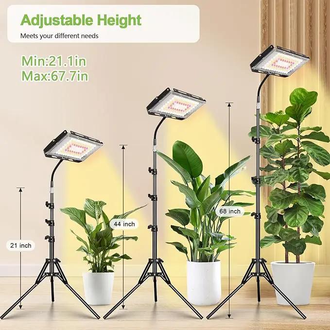 LBW Stand Grow Lights for Indoor Plants, Full Spectrum 96 LEDs Plant Grow Light, Upgraded Floor Grow Lamp with Adjustable Tripod Stand 21-68in, On/Off Switch,Ideal for Tall Large Houseplant Growing by GreenHaven Gardens