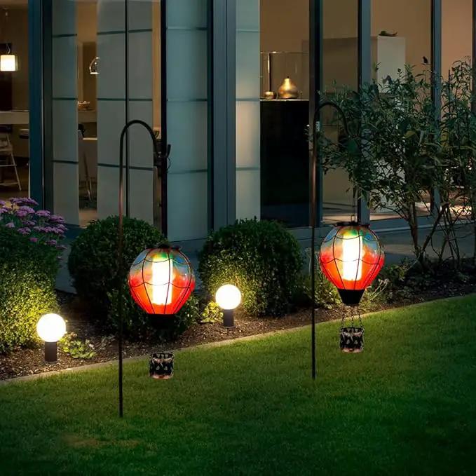 Solar Hot Air Balloon Lantern with Flame Flickering LED Glass Hot Air Balloon Solar Lanterns Outdoor Waterproof Hanging Lights for Patio,Porch,Yard,Garden Decor Mother Day Gifts for Women by GreenHaven Gardens