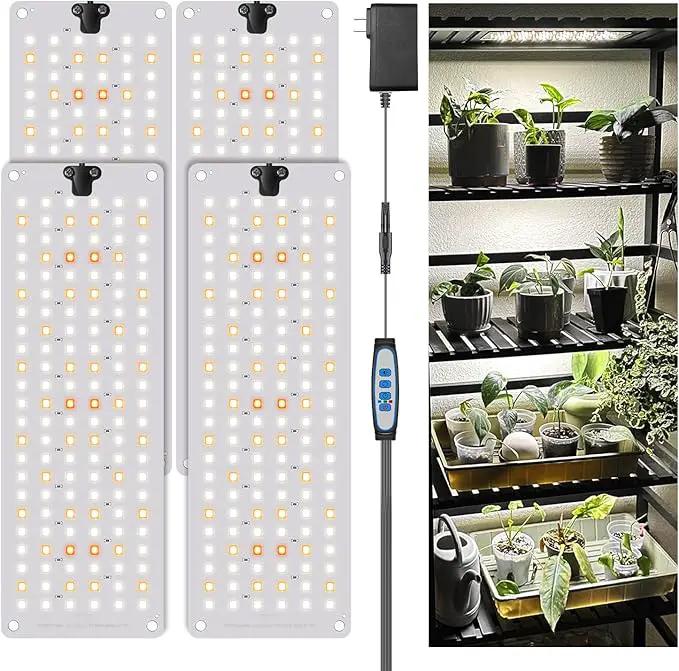 Garpsen Grow Light, 6000K Full Spectrum Plant Lights for Indoor Growing with Auto Timer 6/12/16H, 5 Dimmable Levels & 3 Color Modes, 552 LEDs Grow Lamp Panel for Seed Starting, Veg and Bloom(4Panels) by GreenHaven Gardens