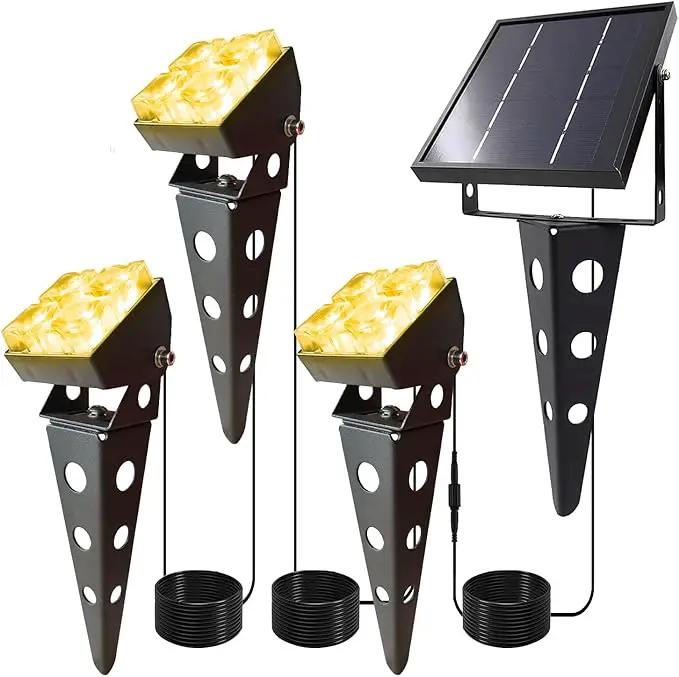 Solar Spotlights Outdoor Waterproof IP65 Landscape Spot Lights with Metal Stake 42ft Cable 3-in-1 Warm White Auto On/Off Dusk to Dawn Flag Pole Uplights for Fence Pathway Trees Garden Yard by GreenHaven Gardens
