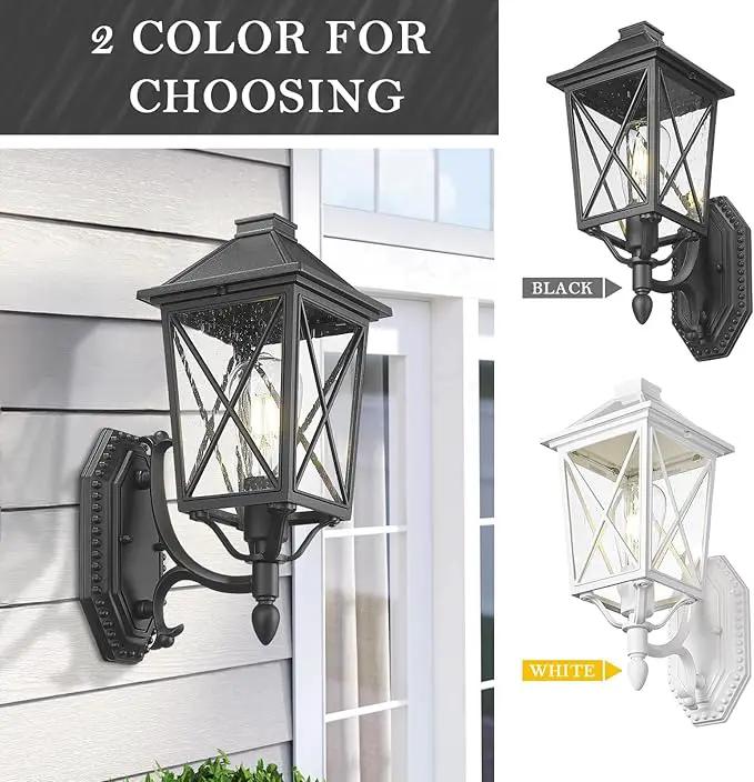 Darkaway Outdoor Wall Light Fixture,Outside Porch Lights Wall Mounted Seeded Glass Exterior Waterproof Lantern Modern E26 Socket Wall Sconce Lighting for Front Door Yard Patio by GreenHaven Gardens