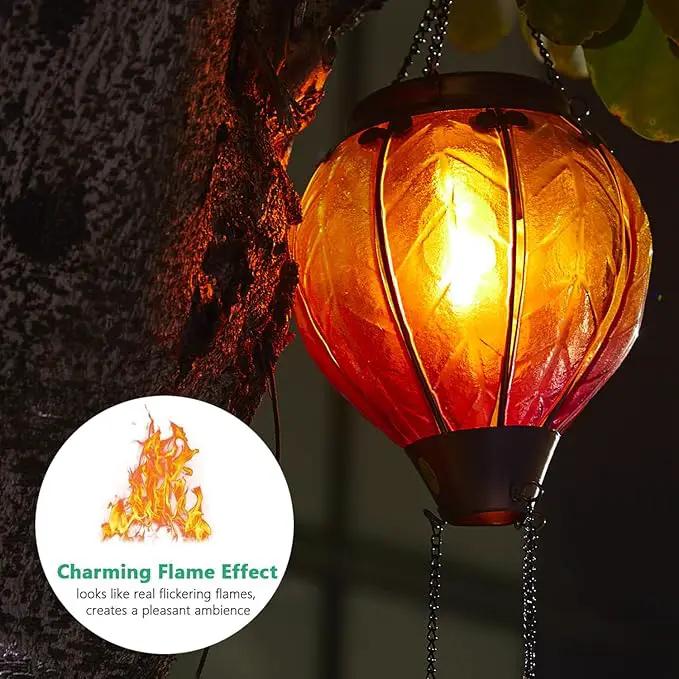 Hot Air Balloon Solar Lantern with Flickering Flame Hanging Solar Lights Outdoor Waterproof Lanterns for Garden Patio Yard Party Decoration by GreenHaven Gardens
