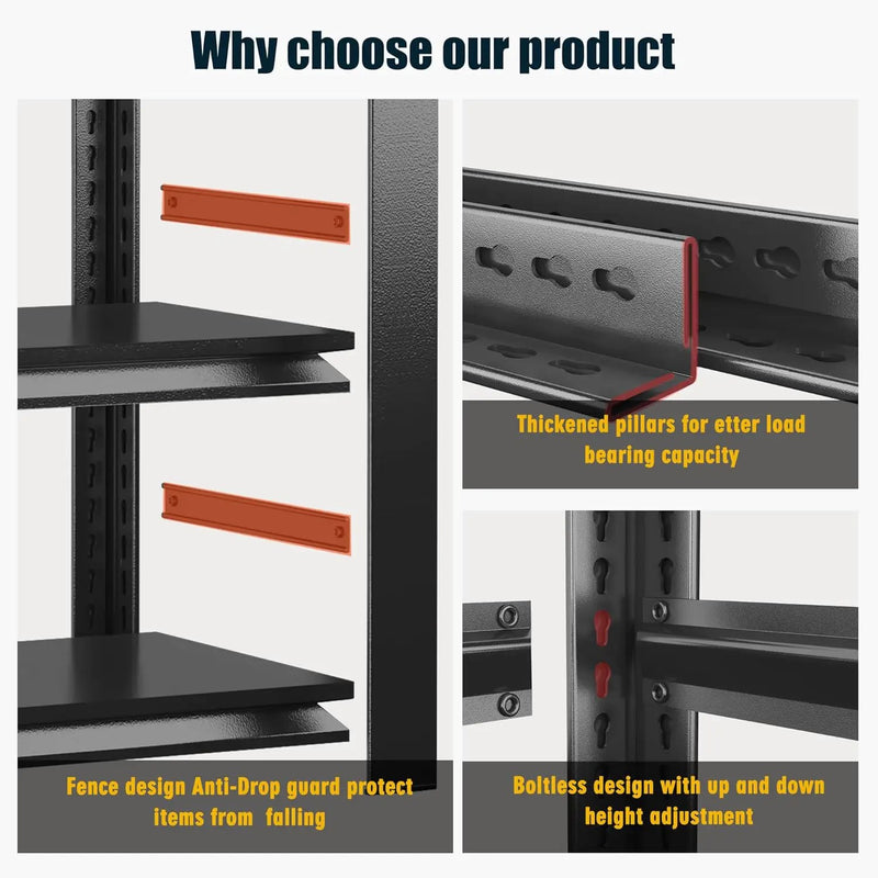78" H,Metal Garage Shelving Heavy Duty 5-Tier Adjustable Storage Shelves Easy to Assemble, Garage Organization with 4500lbs Capacity,Shelving Racks for Storage,Ideal for Garage,Basement,Warehouse by GreenHaven Gardens