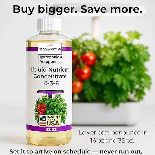 Liquid Plant Food – Hydroponics Nutrients for Indoor House Plants, Tomato, Strawberry, Lucky Bamboo, Lettuce, Vegetable Garden & Herbs – Aero Nutrients Liquid Fertilizer for All Growing Systems (16oz) by GreenHaven Gardens