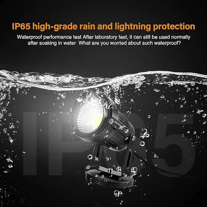 LemonBest Landscape Lights - 5W 110V Outdoor Spotlight - Waterproof IP65-3000K Cool White LED Landscape Lights - 5ft Cable for Yard Garden Patio Driveway House (Include Spike) (2 Pack) by GreenHaven Gardens