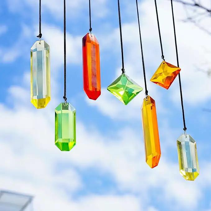 HDCRYSTALGIFTS 7PCS Sun Catchers Crystals Hanging Ornament,Christmas Decorations,Rainbow Prisms Hanging Crystals for Window Indoor Garden Decor (Season Design) by GreenHaven Gardens