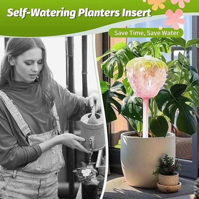 Plant Watering Globes, 2pcs Self Watering Planter Insert, Glass Watering Bulbs for Indoor Outdoor Plants, Mushroom Top-Fill Plant Watering Devices for Travel Vacation While Away by GreenHaven Gardens