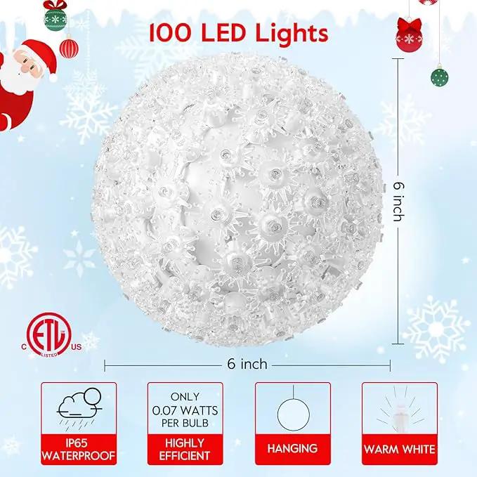 Brightown Christmas Hanging Starlight Sphere Light, 6” 100 RGB Replaceable LED Bulbs with Add-On Plug, LED Sphere Lights for Trees Party Wedding Patio Indoor Outdoor Decorations by GreenHaven Gardens
