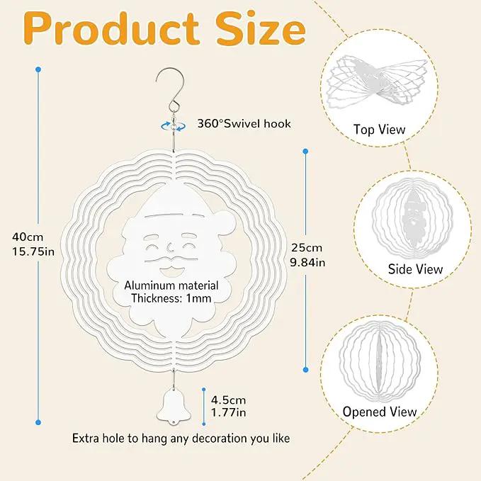 Sublimation Wind Spinner Blanks, 6 Pack 10 Inch 3D Aluminum Metal Hanging Wind Spinner Bulk for Garden Yard Outdoor, Window Porch Decoration for Heat Press Transfer DIY by GreenHaven Gardens