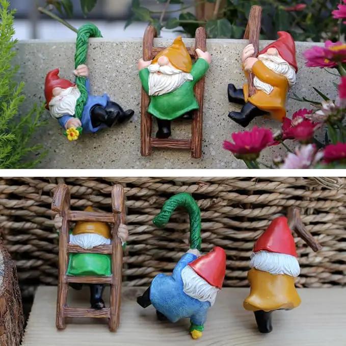 3 PCS Climbing Gnomes Tree Faces Decor Outdoor for Yard, Gnomes Statue, Outdoor Fairy Garden Resin Crafts, Flower Pot Landscape Dwarf, Micro Landscape Pendant Ornaments (3 PCS) by GreenHaven Gardens