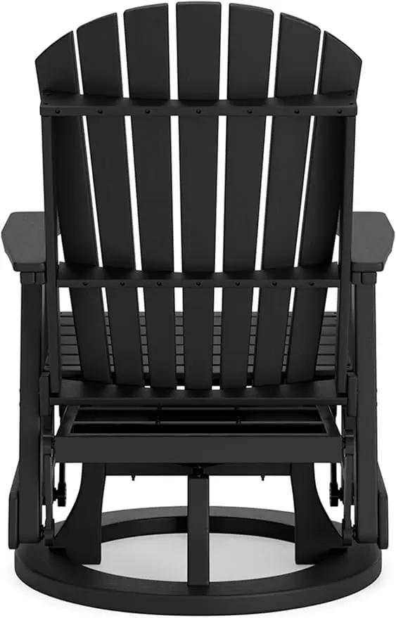 Signature Design by Ashley Hyland Wave Modern Weather Resistant HDPE Outdoor Swivel Glider Chair, Black by GreenHaven Gardens