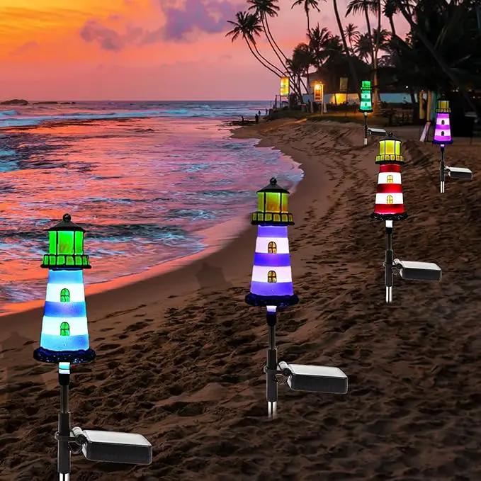 Lighthouse Outdoor Solar Lights,2 Packs Outdoor Waterproof, Solar Trail Lights Decor Your Garden, Flower beds, Patio Lights walkways Garden Decor for Outside by GreenHaven Gardens
