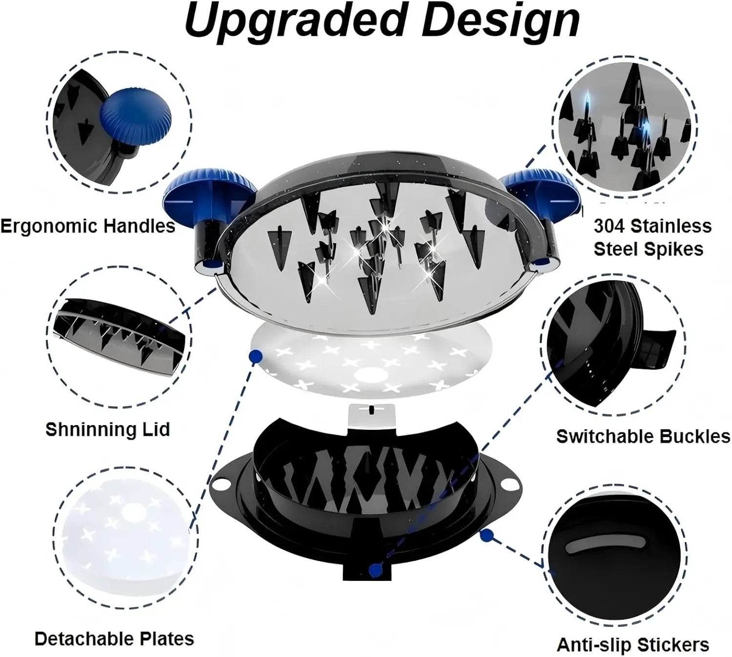 Chicken Shredder Meat Shredder Tool Twist Chicken Breast Shredder Large-Shredding Tools Chicken Breast, Pulled Pork, Beef with Stainless Steel Spikes (Blue&Black) by GreenHaven Gardens