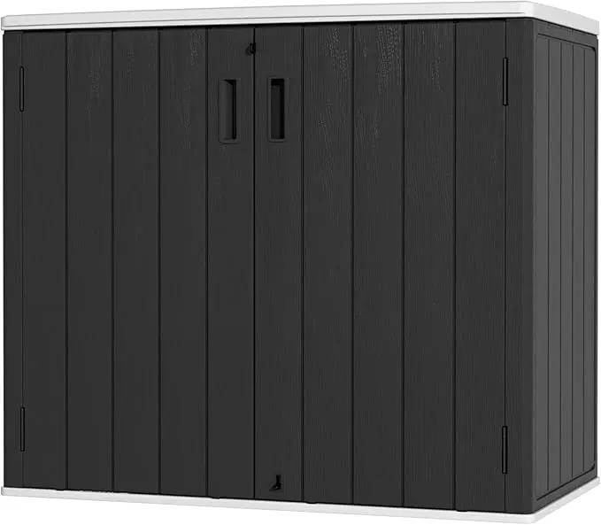 Large Outdoor Storage Box,Resin Sheds&Outdoor Storage Waterproof/Lockable,Outdoor Storage Cabinets for Balcony,Garage,Backyard (37Cu.ft-Black White) by GreenHaven Gardens