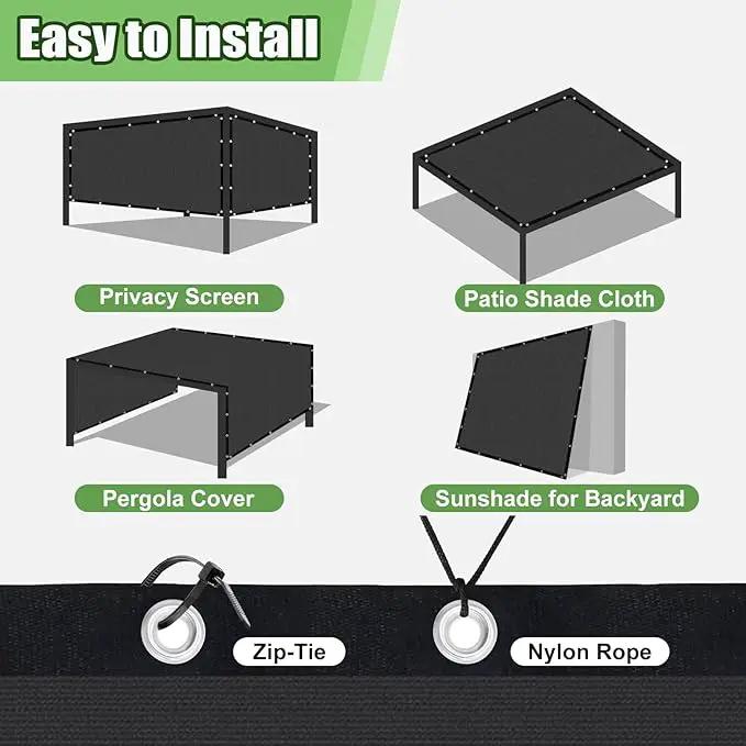Outdoor 90% Sun Shade Cloth with Grommets, 6 X 13 FT Pergola Shade Cover for Garden Patio Carport Kennel Swimming Pool, Dark Grey (We Make Custom Size) by GreenHaven Gardens