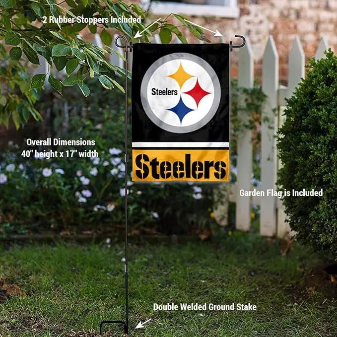 WinCraft Pittsburgh Steelers Garden Flag with Stand Holder by GreenHaven Gardens