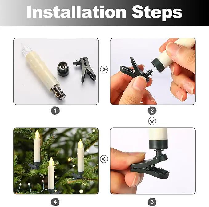 LED Christmas Candles, Flickering Clip on Candles for Christmas Tree, Battery Operated with Remote Timer, Warm White Light, Flameless Taper Candles for Home Christmas Decor, Set of 30 by GreenHaven Gardens