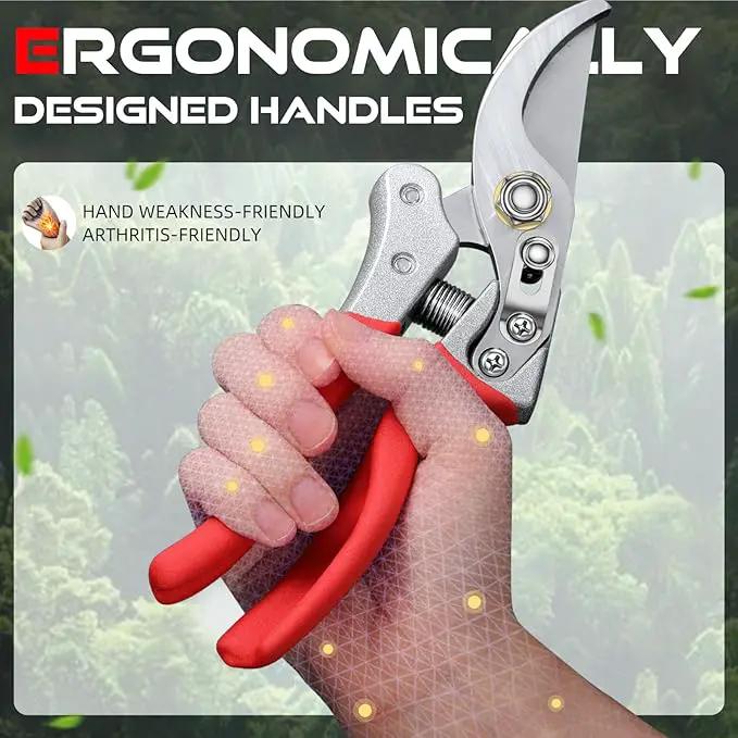 Pruning Shears for Gardening - DECERK 8.5" Professional Bypass Garden Scissors & Clippers, Heavy Duty Hand Held Pruners for Branch & Tree Trimming, Gardening Gifts for Women Men, 2025 Gardener Tools by GreenHaven Gardens