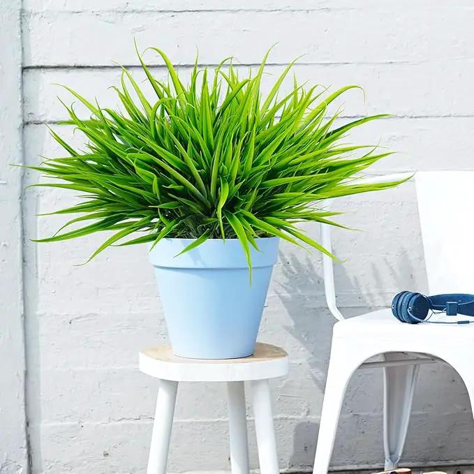 Uieke 6 Bundles Artificial Outdoor Plants UV Resistant Fake Grass Plants Faux Plastic Plants Greenery Shrubs for Home Garden Pathway Window Box Front Porch Cemetery Spring Summer Decor, Green by GreenHaven Gardens