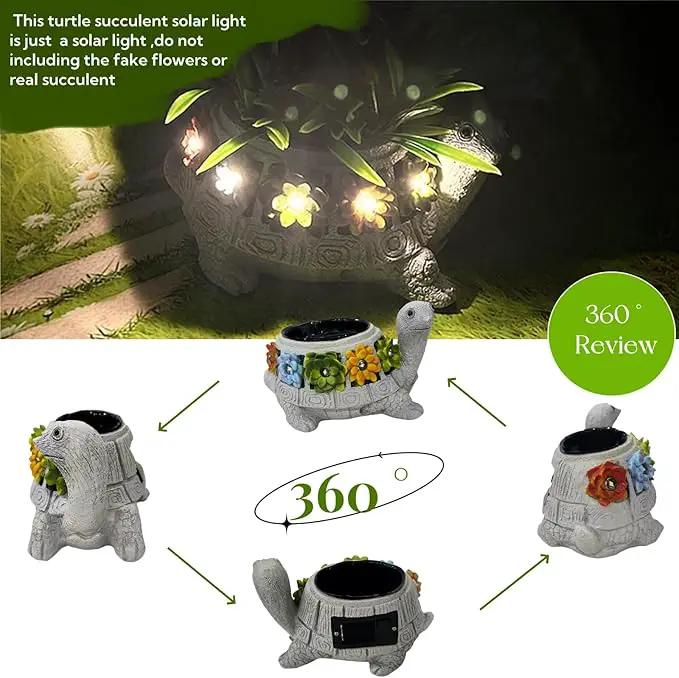GUCHO Solar Garden Outdoor Statues Turtle with 5 Led Lights (Not Include Real Succulent),Lawn Decor Tortoise Statue for Patio, Balcony,Yard,Garden Decorations,Unique Gifts for Women Men by GreenHaven Gardens