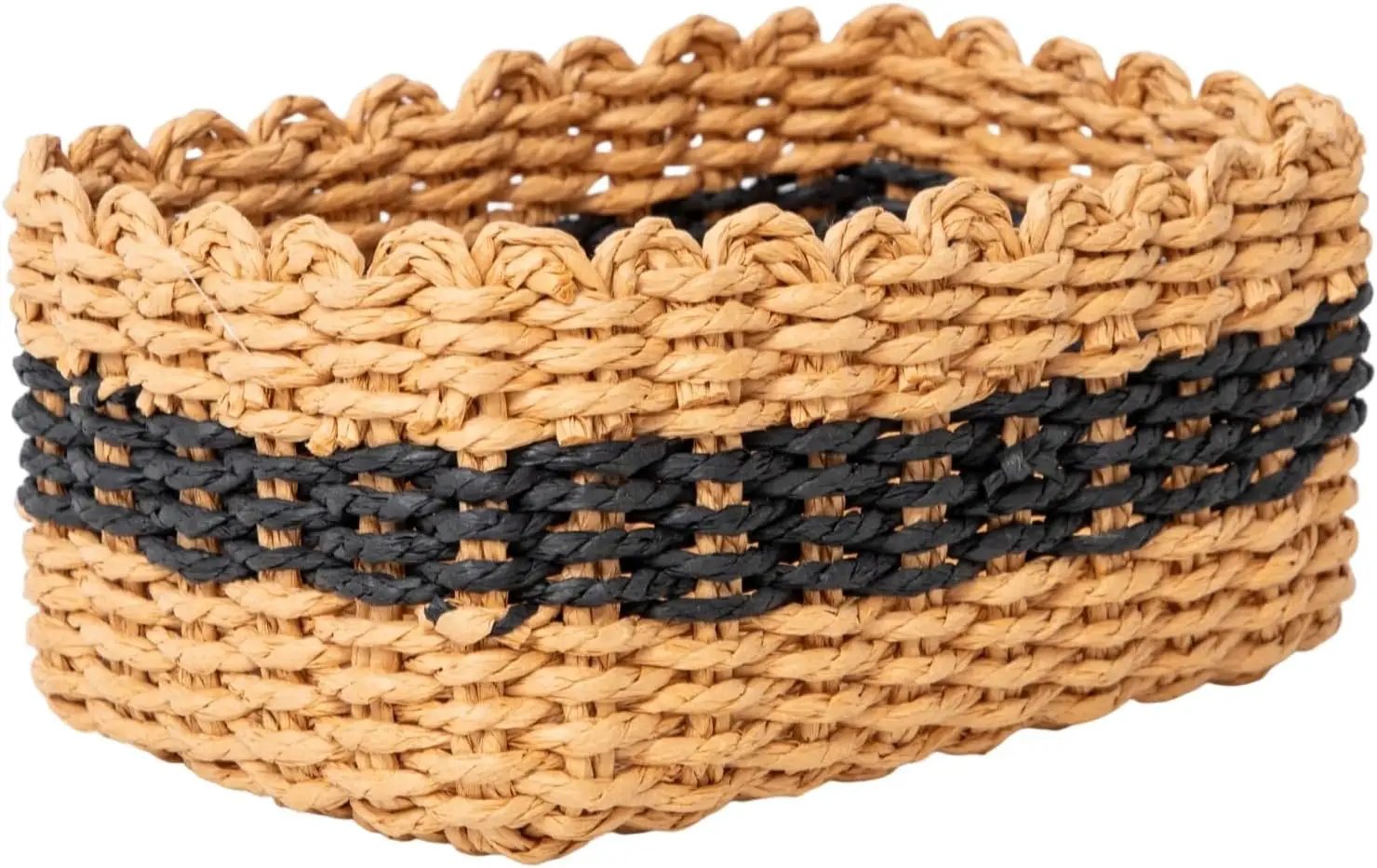 Small baskets for Organizing,Cute woven Storage basket with recycled paper rope for Shelves Bathroom,Little decorative basket,Set of 3 (Desert&Black) by GreenHaven Gardens