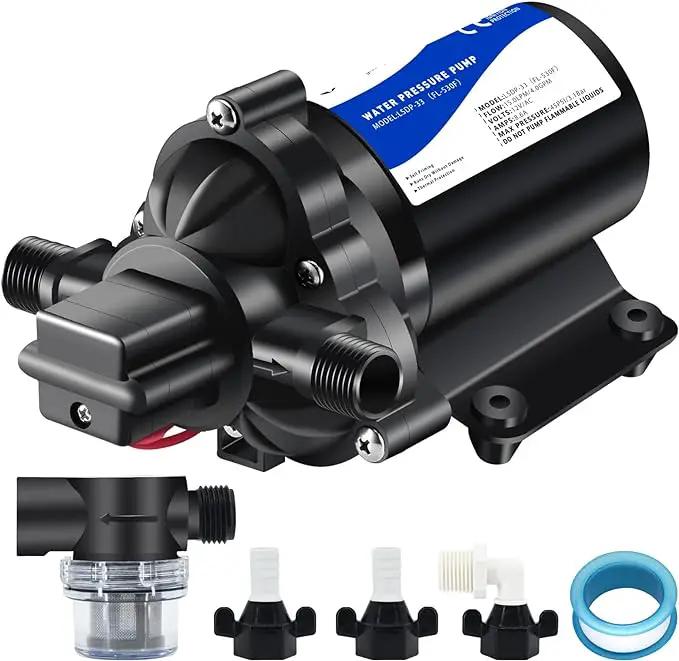 12 volt RV Water Pump Water Pressure Booster Pump for Garden Hose Self Priming Water Pump 50psi 4gpm On Demand Water Pump for Kitchen Bathroom, Garden, Marine, Boats and Irrgration by GreenHaven Gardens