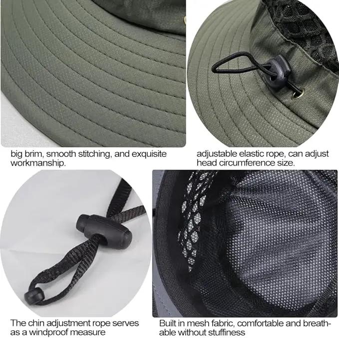 Fishing Hat, UPF50+ Wide Brim Sun Hat for Men Women, UV Protection Hiking Beach Bucket Hats Summer Safari Hat by GreenHaven Gardens
