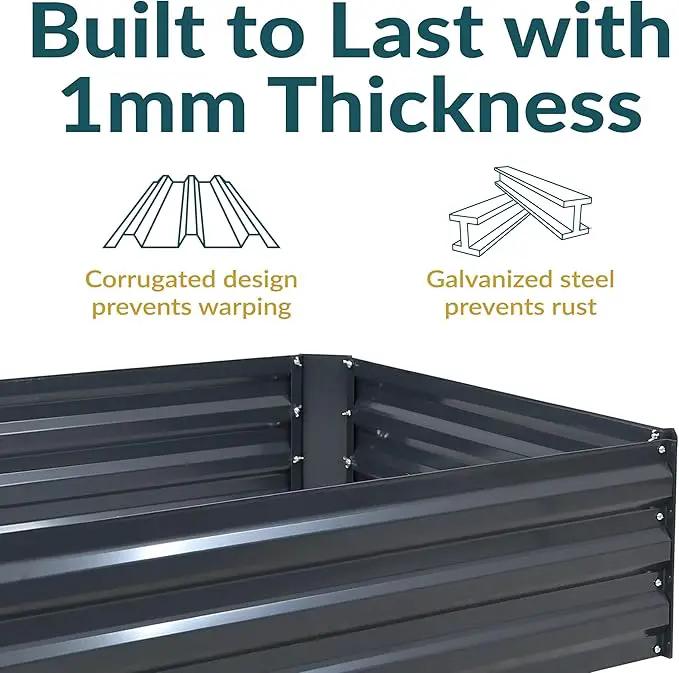 Sunnydaze 11.75" H Raised Metal Garden Bed - Galvanized Raised Garden Bed Outdoor for Vegetables and Flowers - Dark Gray - 4' x 3' Rectangle by GreenHaven Gardens