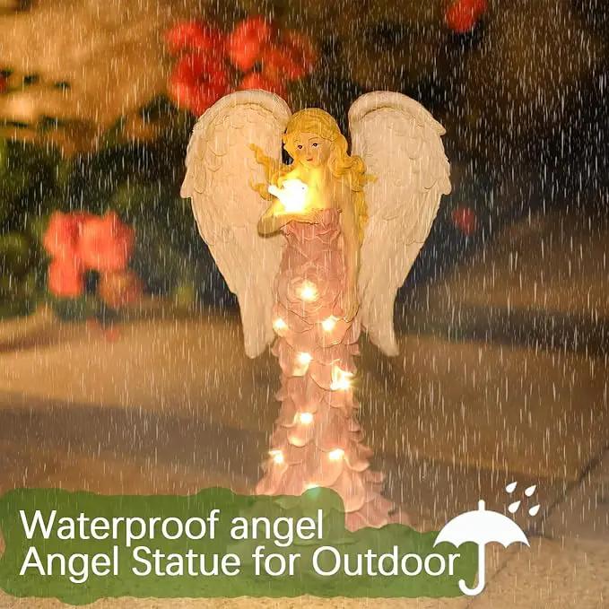Solar Angel Garden Statues Outdoor with LED Lights –Garden Angel Figurine- Outdoor Lawn Decor Garden Figurine for Patio, Balcony, Yard, Ornament - Unique Housewarming Gifts by GreenHaven Gardens