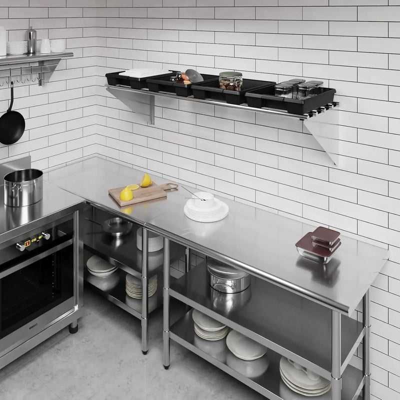 AmGood 18 in. x 60 in. NSF Stainless Steel Tubular Wall Shelf | Heavy-Duty Metal Shelving for Appliances & Equipment | Ideal for Kitchen, Restaurant, Garage, Laundry, Utility Room by GreenHaven Gardens