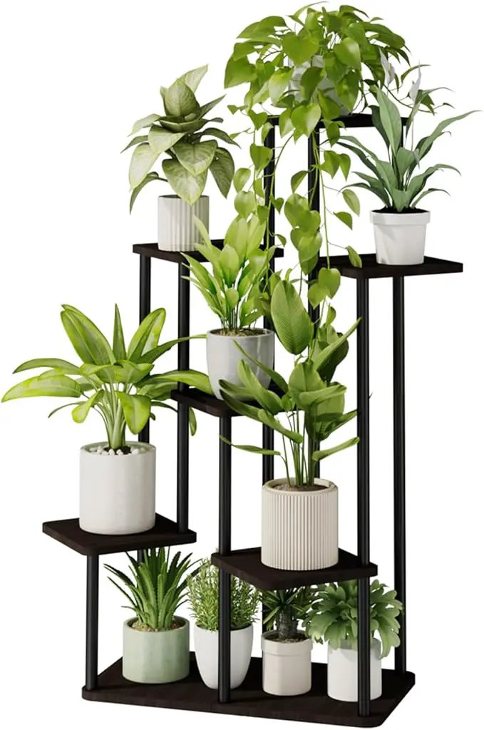 Bamworld 7 Tier Plant Stand Indoor, Large Metal Plant Shelf for Multiple Plants, Tall Tiered Flower Stand for Patio Garden Balcony Living Room Bedroom(Black) by GreenHaven Gardens