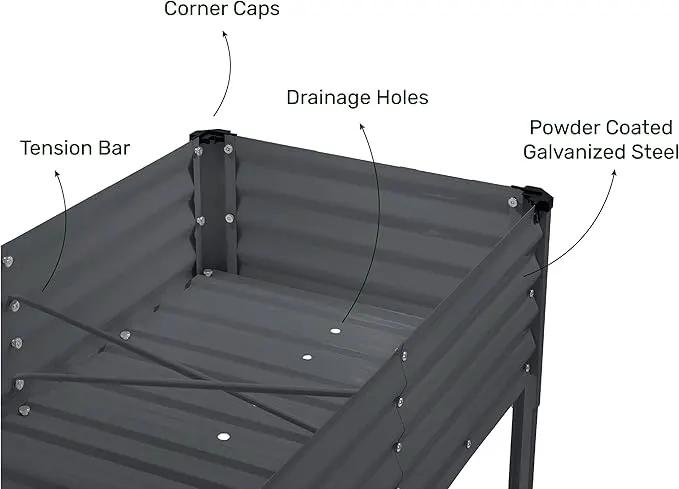 Galvanized Raised Garden Beds Outdoor with Legs // 48×24×31in Elevated Planter Box for Vegetables, Flowers (Gray) // Large Metal Garden Bed for Backyard Patio Gardening by GreenHaven Gardens