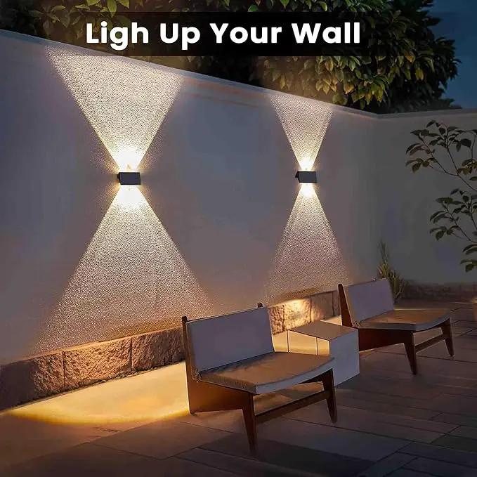 Fence Lights Solar Powered, 6-Pack Solar Fence Lights Up/Down Flexible Buttons, IP67 Waterproof for Outdoor, 120LM Bright, Auto Dusk to Dawn for Wall/Stairs/Yard/Railing/Deck/Pathway (Warm White) by GreenHaven Gardens