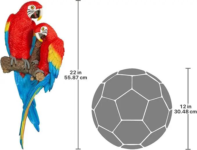 Design Toscano Tropical Scarlet Macaws Wall Sculpture, 22 Inch, Full Color by GreenHaven Gardens