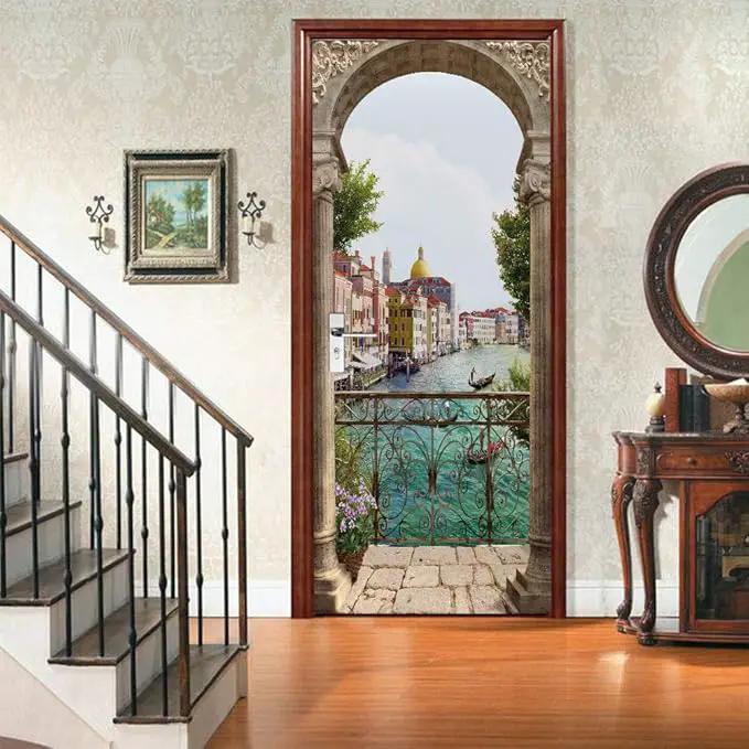 3D Door Stickers Murals - Peel & Stick Landscape - Wallpaper Decals - Removable PVC Waterproof Door Poster - Bedroom & Living Room Decoration - 34.6" x 78.7" by GreenHaven Gardens