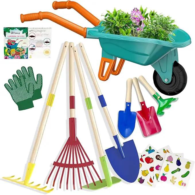 Kids Gardening Tools Outdoor Toys Set Backyard Play with Wheelbarrow Educational STEM Learning Pretend Toys Outdoor Indoor for Toddlers Kids Boys Girls by GreenHaven Gardens