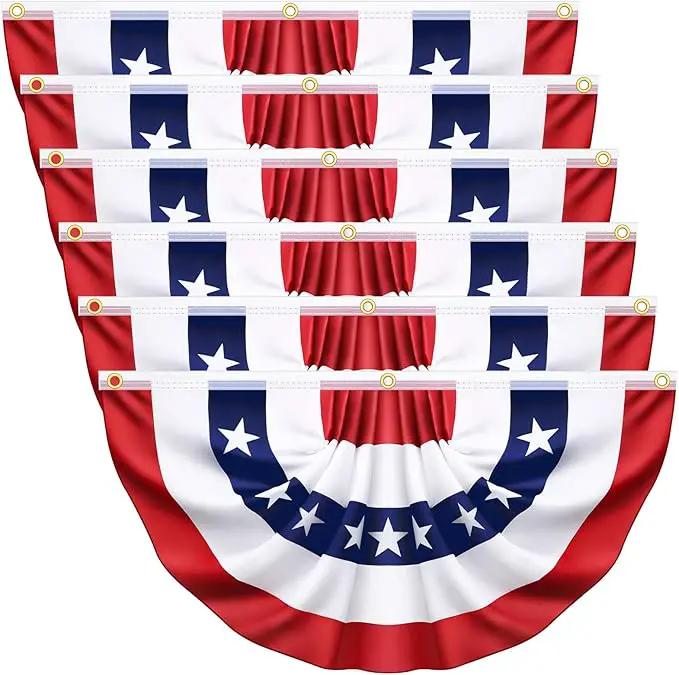 3x6 Ft 6 Pack American Pleated Fan Flag, Patriotic Half Fan Banner American Flag Decoration Bunting for Outside Red White and Blue Decor Independence Day Memorial Day 4th of july Decorations by GreenHaven Gardens