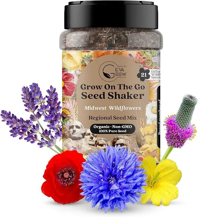 Regional Wildflower Seed Mix by GevaGrow (Midwest Wildflowers, Mini Shaker) by GreenHaven Gardens