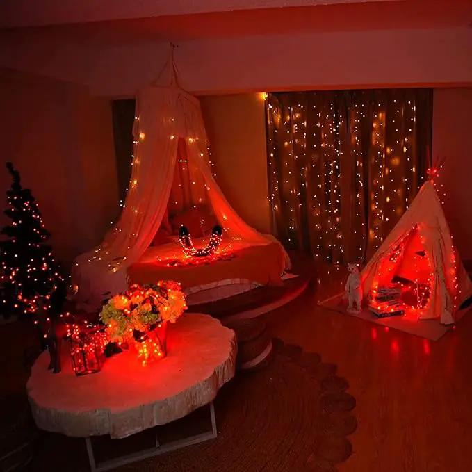 RUICHEN Orange Dimmable Fairy Lights Plug in, 99 Ft 300 LED Twinkle String Lights with Remote, Waterproof Silver Wire Firefly Lights for Bedroom, Patio, Yard, Christmas, Halloween, Party by GreenHaven Gardens