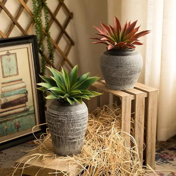 Veryhome Succulents Plants Artificial Aloe Plant, 12.5Inch Large Faux Succulents Unpotted, Premium Crafting DIY Greenery Decor for Indoor & Outdoor(4Pcs-Red) by GreenHaven Gardens